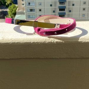 White House black market genuine leather pink belt with bow accent